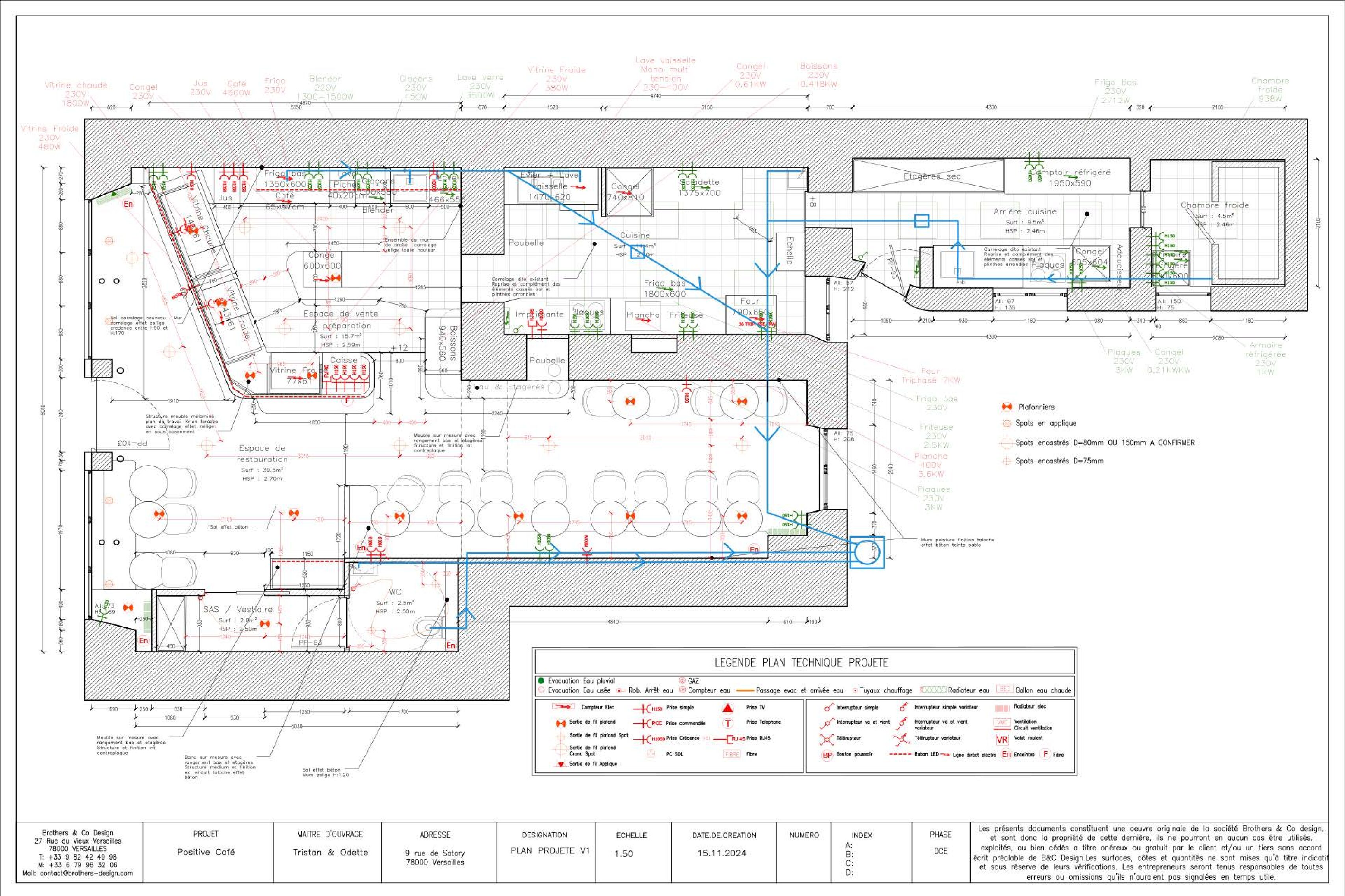 Plan restaurant positive Architecte intérieur rénovation marly le roi